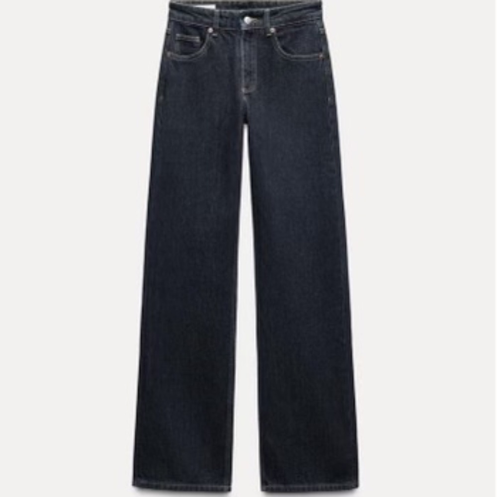 ZARA TRF MID-RISE WIDE LEG JEANS